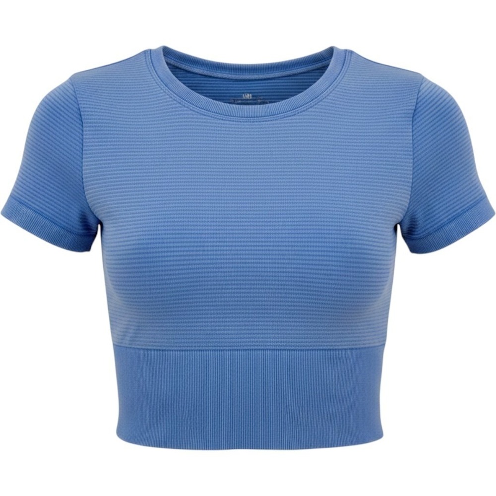 OFFLINE by Aerie Crop Top Womens Small Blue Ribbed Seamless Activewear‎ Yoga Gym